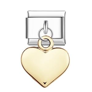 Charm Italiano Corazón Melocotón Brillante En Oro Para Pulseras Italianas Charm Enlace Componible