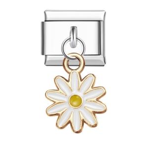 Charm Italiano Flor De Diez Pétalos De Colores Blanco Para Pulseras Italianas Charm Enlace Componible