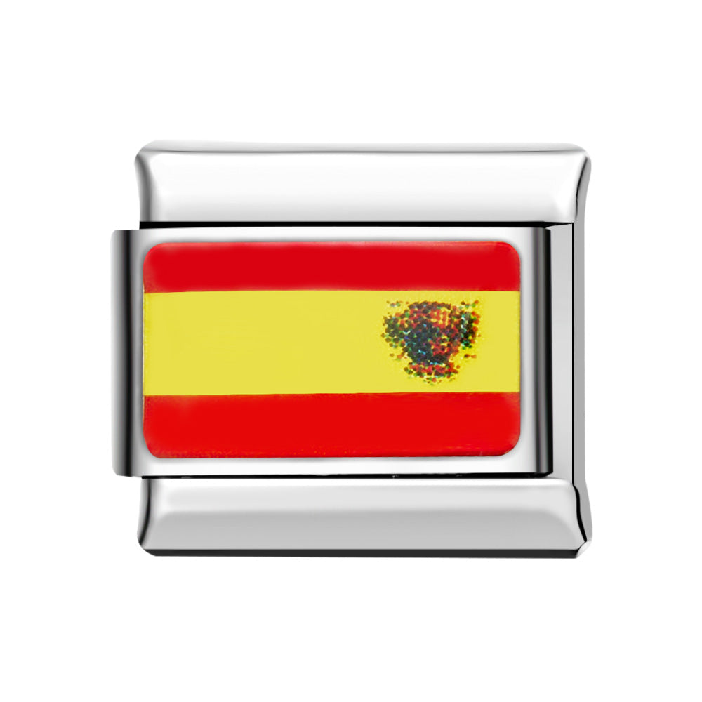Charm Bandera De España Italiana Para Pulseras Charm Italianas Link Composable - soufeeles