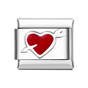 Charm Italiano Flecha A Través Del Corazón Para Pulseras Italianas Charm Enlace Componible