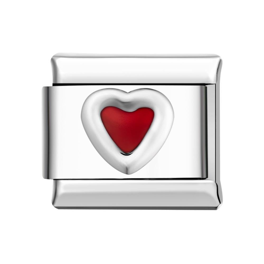 Corazón De Amor - Charm Italiano Rojo Para Pulseras Italianas Charm Composable Link