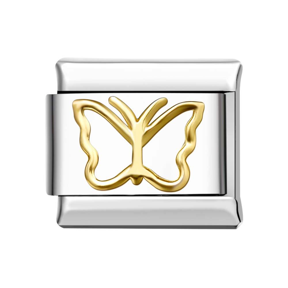 Charm Italiano Classic Mariposa Dorada Para Pulseras Italianas Charm Composable Link - soufeeles