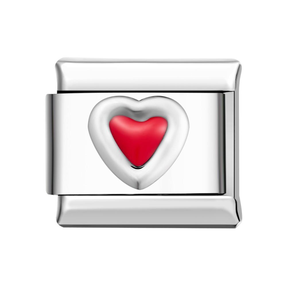 Corazón De Amor - Charm Italiano Rojo Para Pulseras Italianas Charm Composable Link - soufeeles