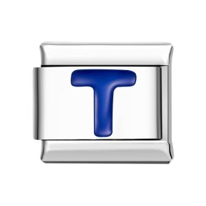 Charm Italiano T Azul Para Pulseras Charm Italianas Enlace Componible