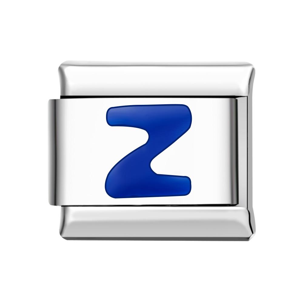 Charm Italiano Z Azul Para Pulseras Charm Italianas Link Composable - soufeeles