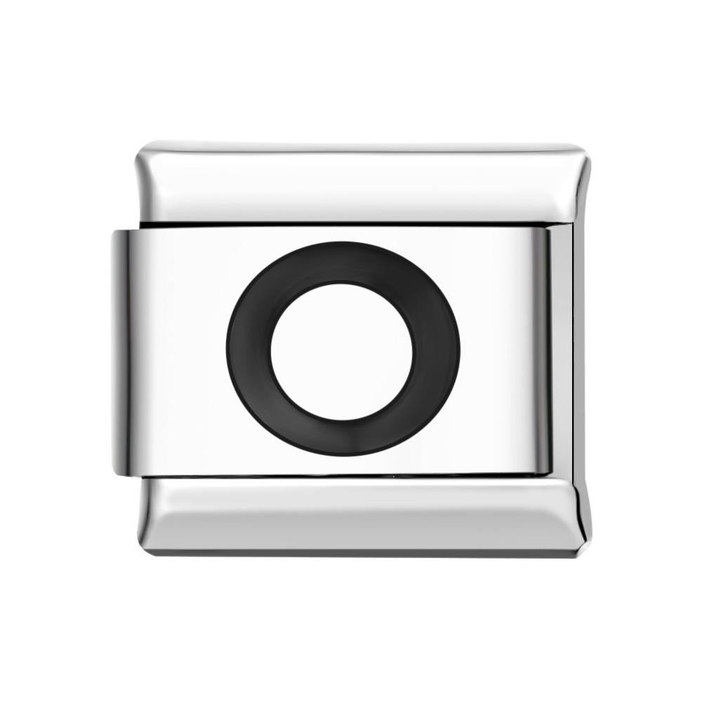 Charm Italiano Letra O-negro Para Pulseras Italianas Charm Composable Link - soufeeles