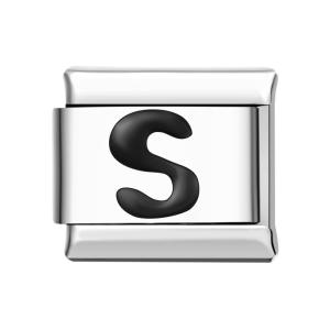 Charm Italiano Alfabeto S-negro Para Pulseras Charm Italianas Enlace Componible