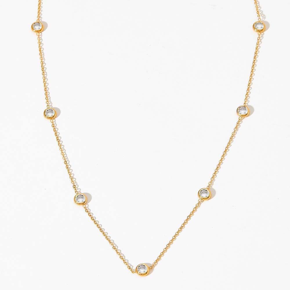 Collar De Diamantes Clásico De Oro Cadena Minimalista Collar Delicado Y Fino - soufeeles