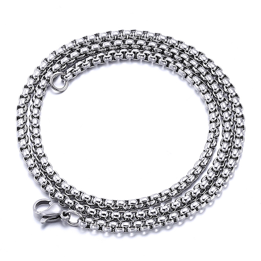 Collar De Hombre Cadena De Caja Redondeada Cadena Apilable Punk Regalo Para Novio - soufeeles