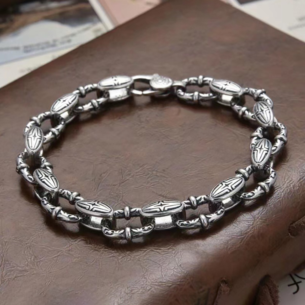 Pulsera De Hombre Pulsera De Hierba De Ratán Pulsera Punk Vintage Regalo Para Novio - soufeeles