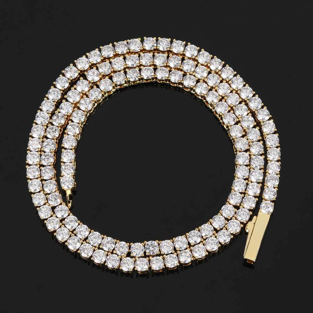 Collar De Tenis De Oro Blanco Con Cierre De Resorte Estilo Hip Hop De Moda - soufeeles