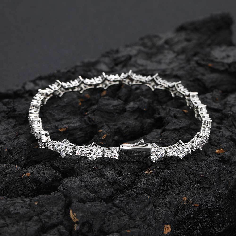 Pulsera De Tenis Con Cierre De Resorte Y Cadena De Una Hilera - soufeeles