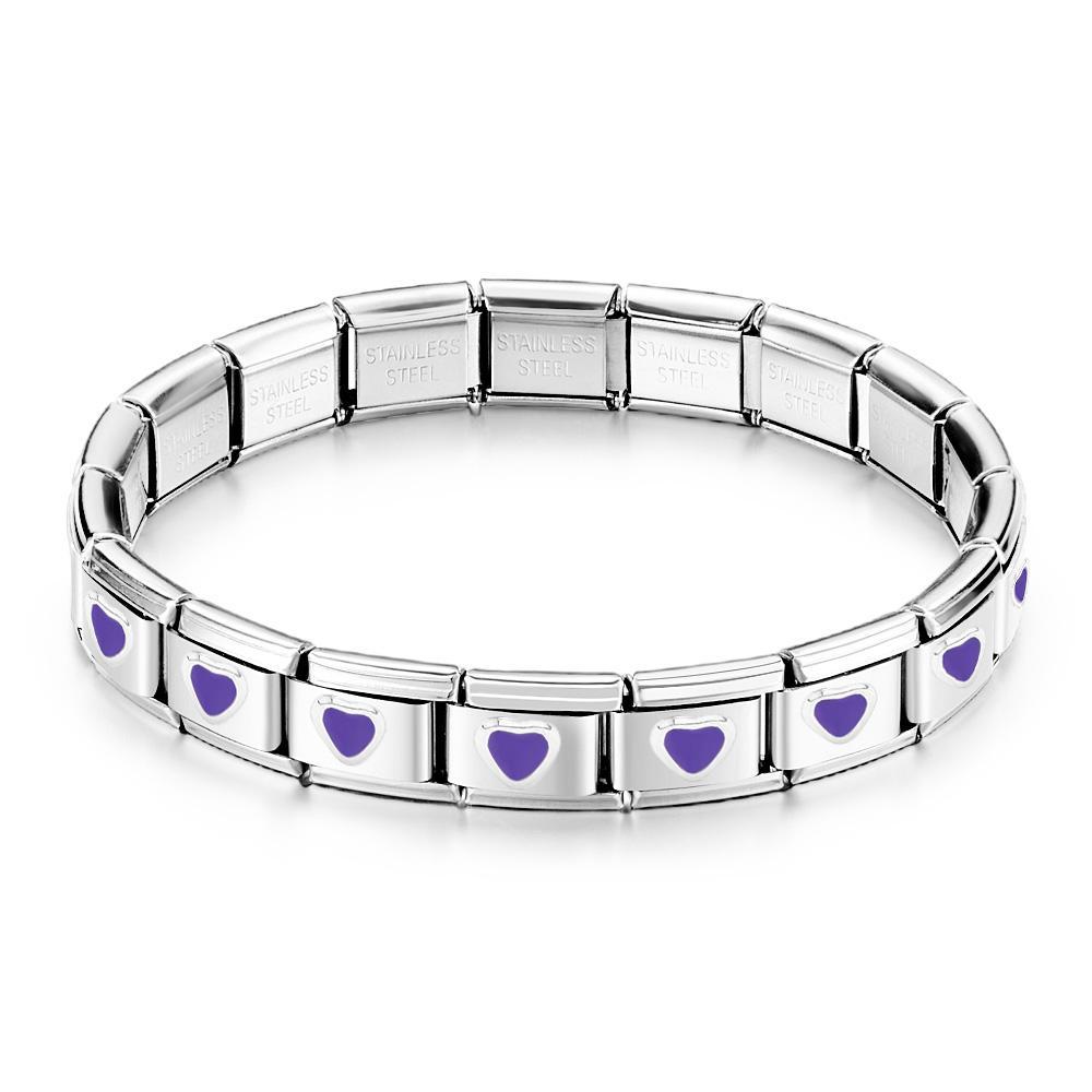Pulsera Italiana Vintage Con Dijes De Amor Púrpura - soufeeles