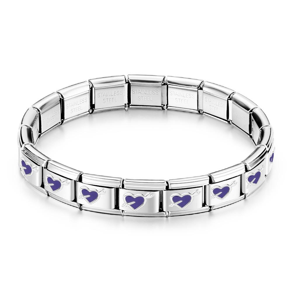 Amor A Primera Vista Púrpura Vintage Pulsera De Encanto Italiano - soufeeles