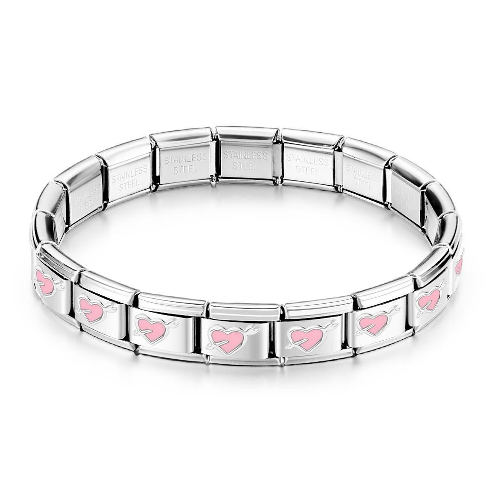 Amor A Primera Vista Rosa Claro Vintage Pulsera De Encanto Italiano - soufeeles