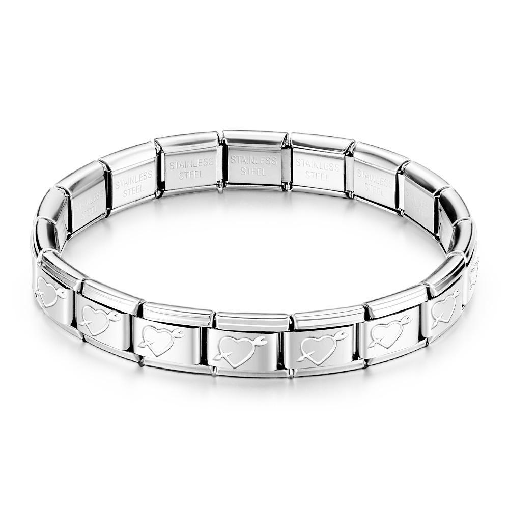 Amor A Primera Vista Pulsera De Encanto Italiano Vintage De Plata - soufeeles