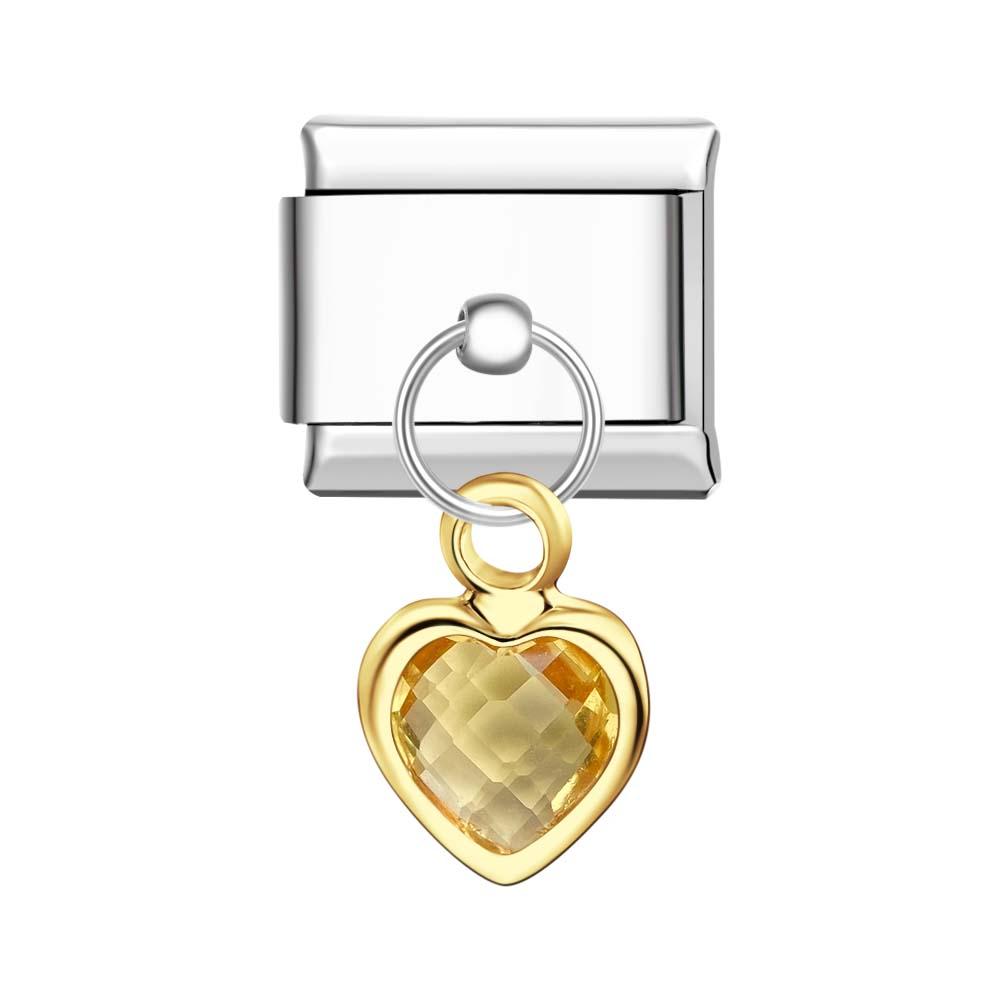 Charm Colgante Corazón Amarillo Charm Italiano Para Pulseras Italianas Charm Composable Link