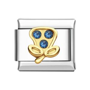 Charm Italiano Berenjena Con Zafiro Azul Para Pulseras Italianas Charm Composable Link