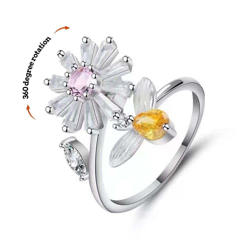 Anillo De Ansiedad Alivio De La Ansiedad Descompresión Abeja Anillo Ajustable Regalo Apto Para Ella - soufeeles