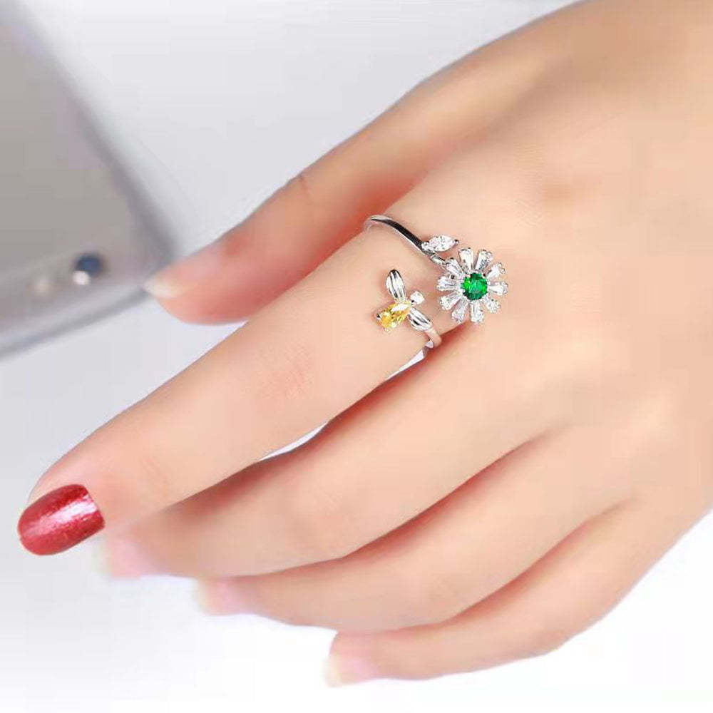 Anillo De Ansiedad Alivio De La Ansiedad Descompresión Abeja Anillo Ajustable Regalo Apto Para Ella - soufeeles