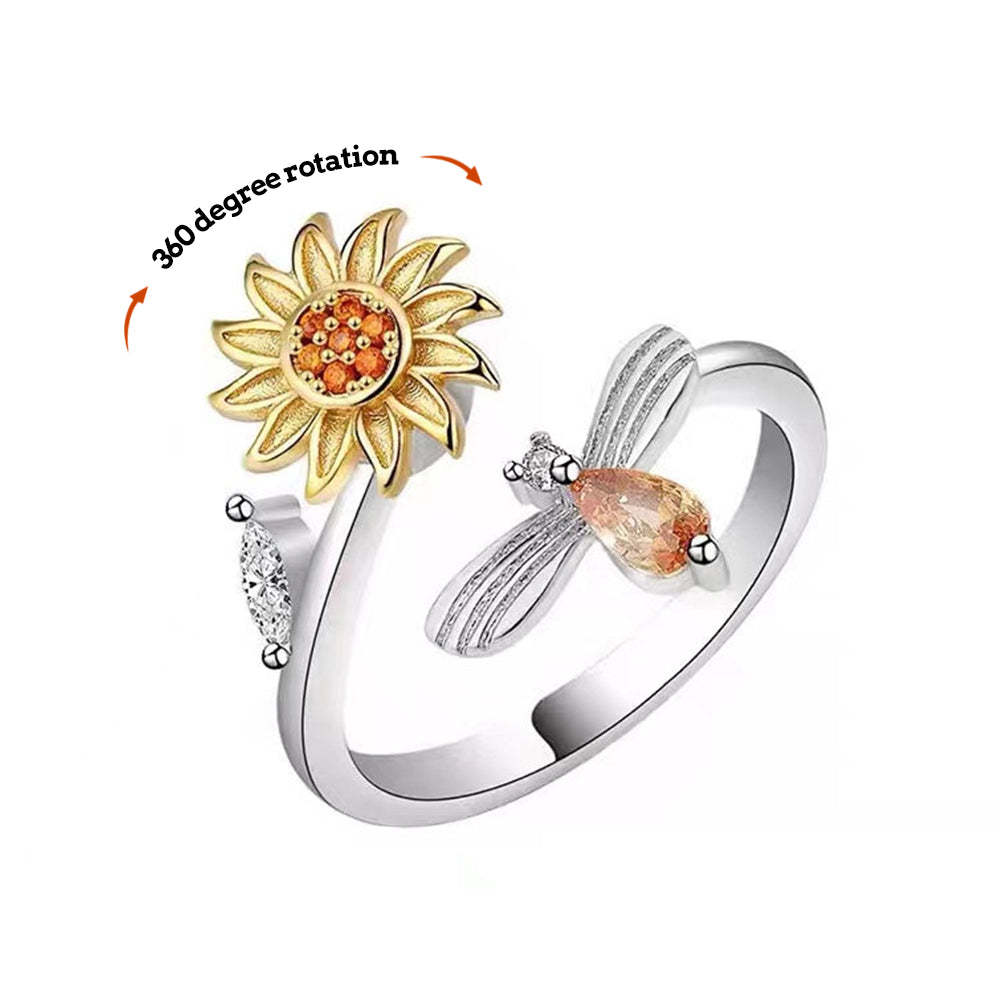 Anillo De Ansiedad Alivio De La Ansiedad Descompresión Daisy Anillo Ajustable Joyería Regalo Para Ella - soufeeles