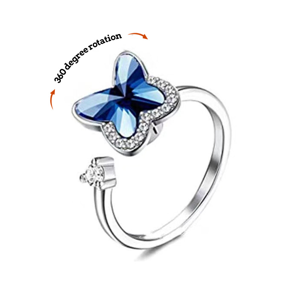 Anillo De Ansiedad Alivio De La Ansiedad Descompresión Mariposa Anillo Ajustable Joyería Regalo Para Ella - soufeeles