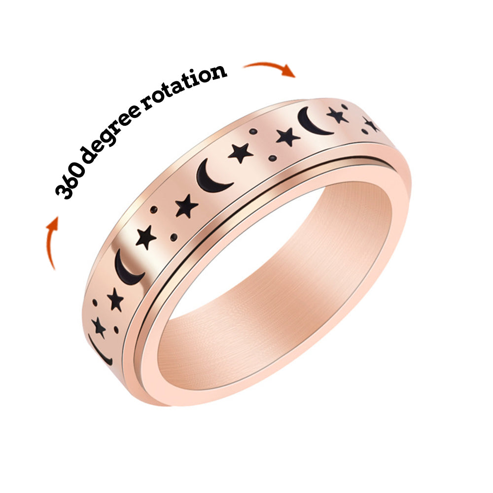 Anillo De Ansiedad Alivio De La Ansiedad Descompresión Estrella Luna Anillo Regalo Creativo - soufeeles