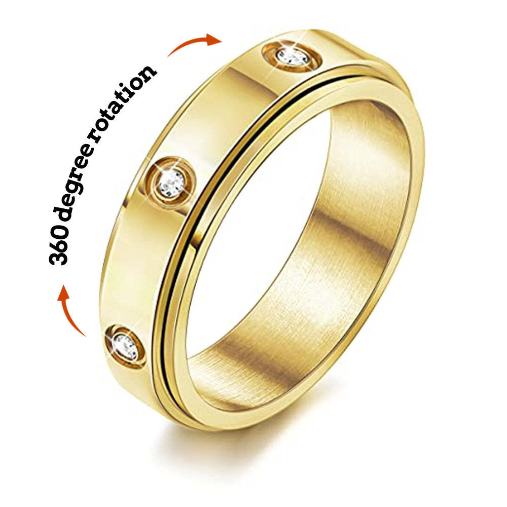 Anillo De Ansiedad Alivio De La Ansiedad Diamante Descompresión Anillo De Acero Inoxidable Regalo De Joyería - soufeeles