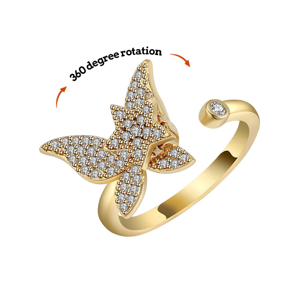 Anillo De Ansiedad Anillo De Descompresión Alivio Antiansiedad Anillo De Mariposa Ajustable Regalo De Joyería - soufeeles