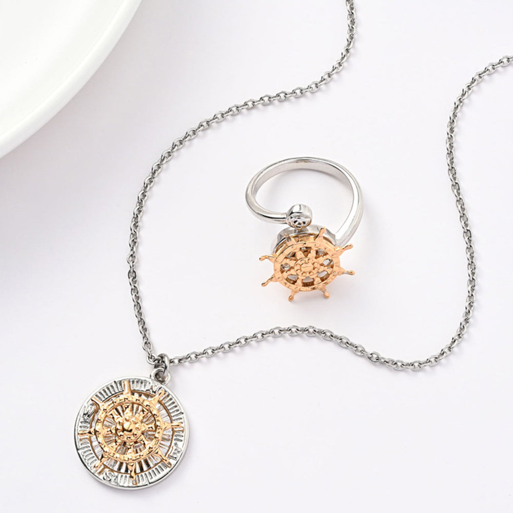 Anillo De Ansiedad Descompresión Antiansiedad Alivio Ajustable Anillo Collar Conjunto Joyería Regalo - soufeeles