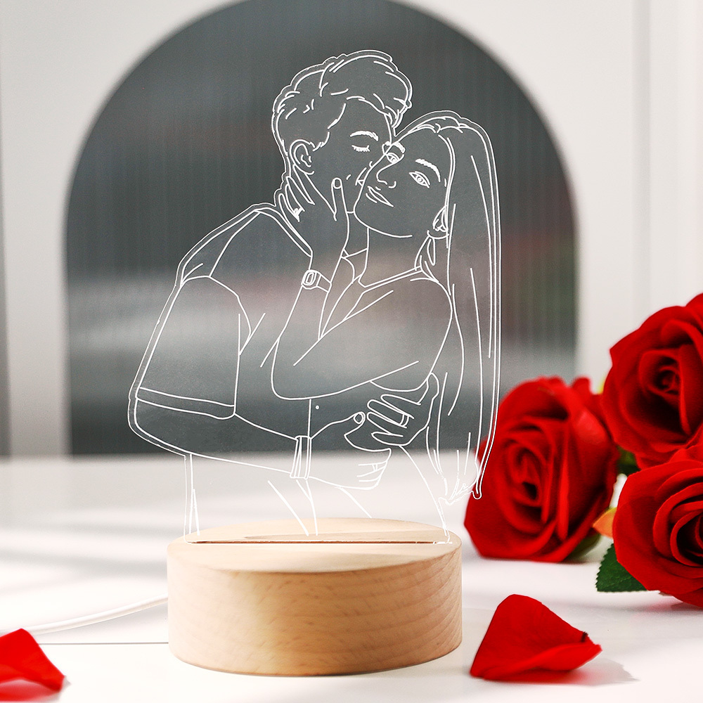 Lámpara De Foto 3d Personalizada Para De Dormitorio, Luz De Noche Personalizada Para Amantes