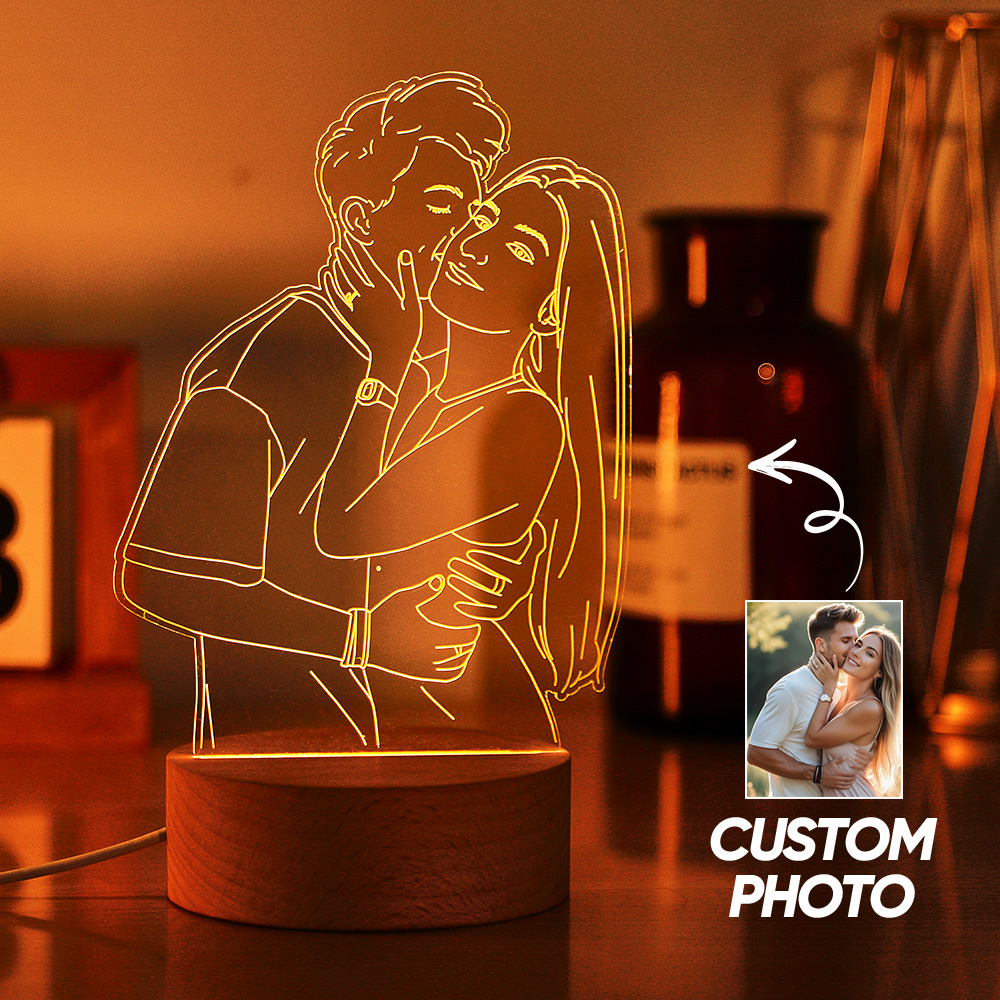 Lámpara De Foto 3d Personalizada Para De Dormitorio, Luz De Noche Personalizada Para Amantes