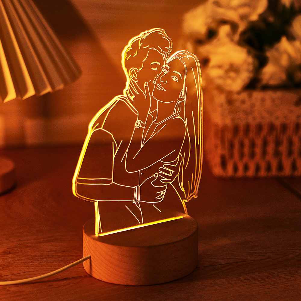 Lámpara De Foto 3d Personalizada Para De Dormitorio, Luz De Noche Personalizada Para Amantes
