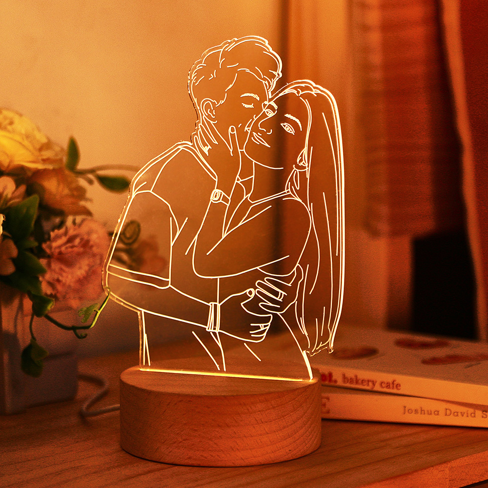 Lámpara De Foto 3d Personalizada Para De Dormitorio, Luz De Noche Personalizada Para Amantes