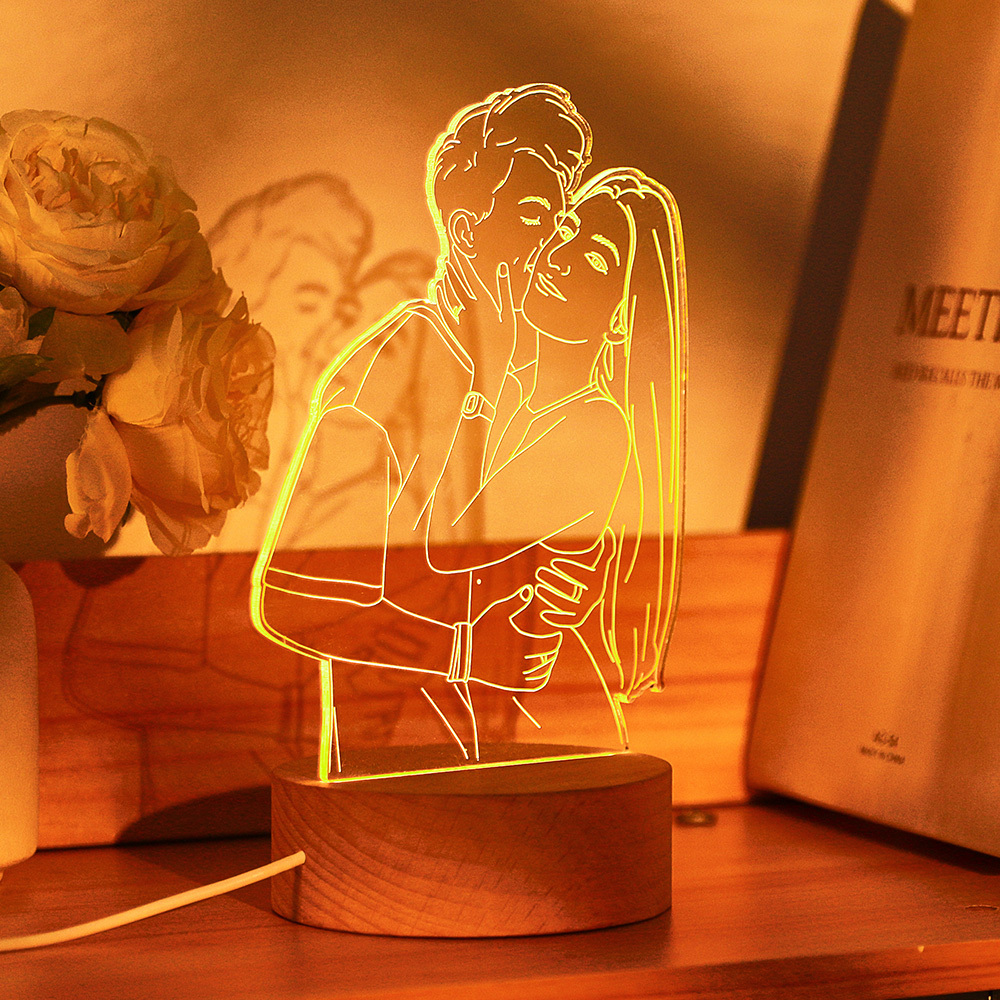 Lámpara De Foto 3d Personalizada Para De Dormitorio, Luz De Noche Personalizada Para Amantes