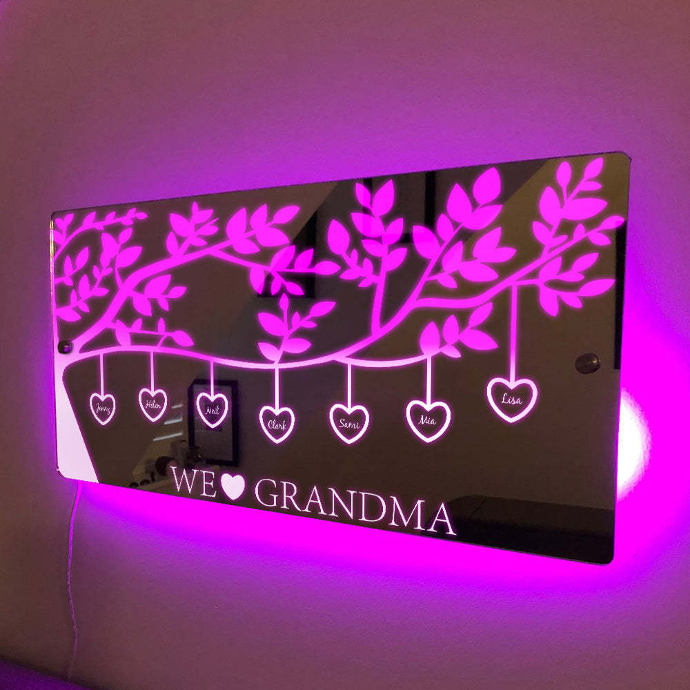 Nombre Personalizado Árbol Genealógico Personalizado Luz De Espejo Led - soufeeles