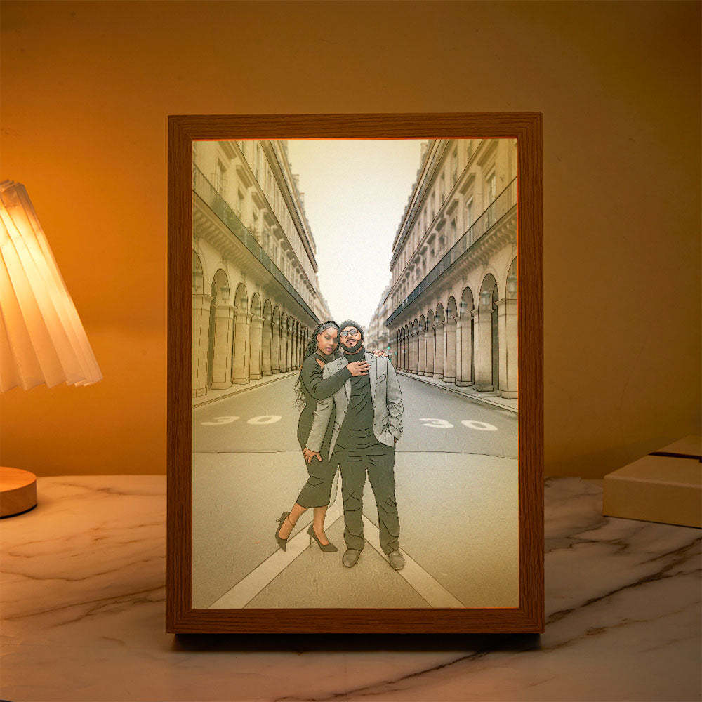 Lámpara Fotográfica Personalizada Luz De Arte Lineal Personalizada Regalos De San Valentín Para Ella - soufeeles