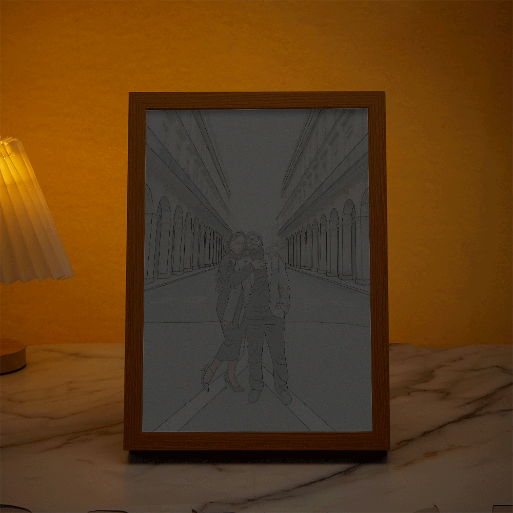 Lámpara Fotográfica Personalizada Luz De Arte Lineal Personalizada Regalos De San Valentín Para Ella - soufeeles