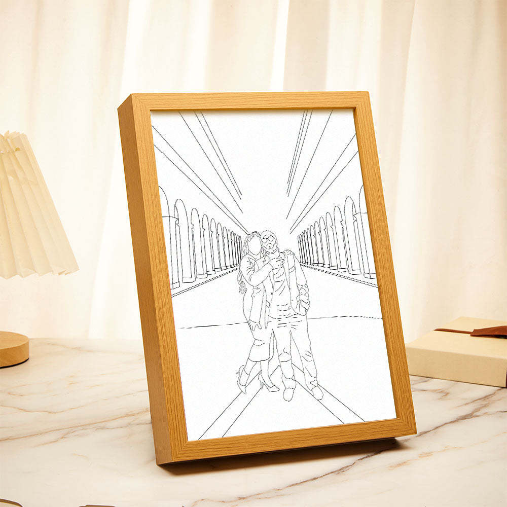 Lámpara Fotográfica Personalizada Luz De Arte Lineal Personalizada Regalos De San Valentín Para Ella - soufeeles
