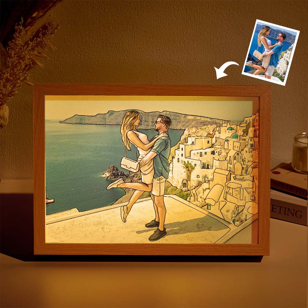 Lámpara Fotográfica Personalizada Luz De Arte Lineal Personalizada Regalos De San Valentín Para Ella - soufeeles