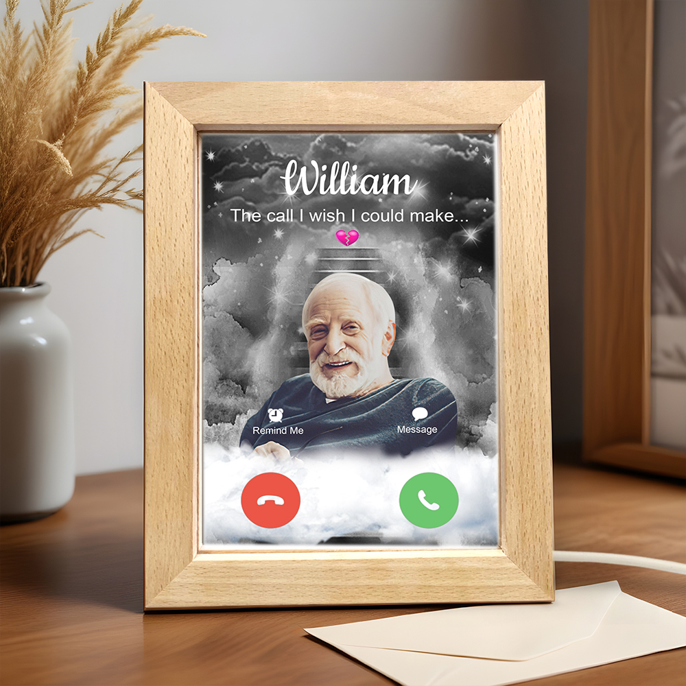 Luz Nocturna Con Marco Personalizado, La Llamada Que Desearía Poder Tomar, Regalo De Condolencia Conmemorativa, Foto Personalizada, Luz Nocturna - soufeeles