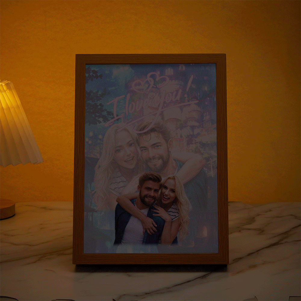 Lámparas Enmarcadas De Arte Personalizables Para Parejas, Retratos De Pareja Con Luz Milagrosa Personalizados, El Mejor Regalo De Aniversario - soufeeles
