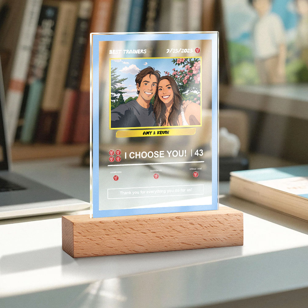 Tarjeta De Pokémon Acrílica Personalizada Con Foto Y Texto, Lámpara De Noche, Regalo Romántico - soufeeles