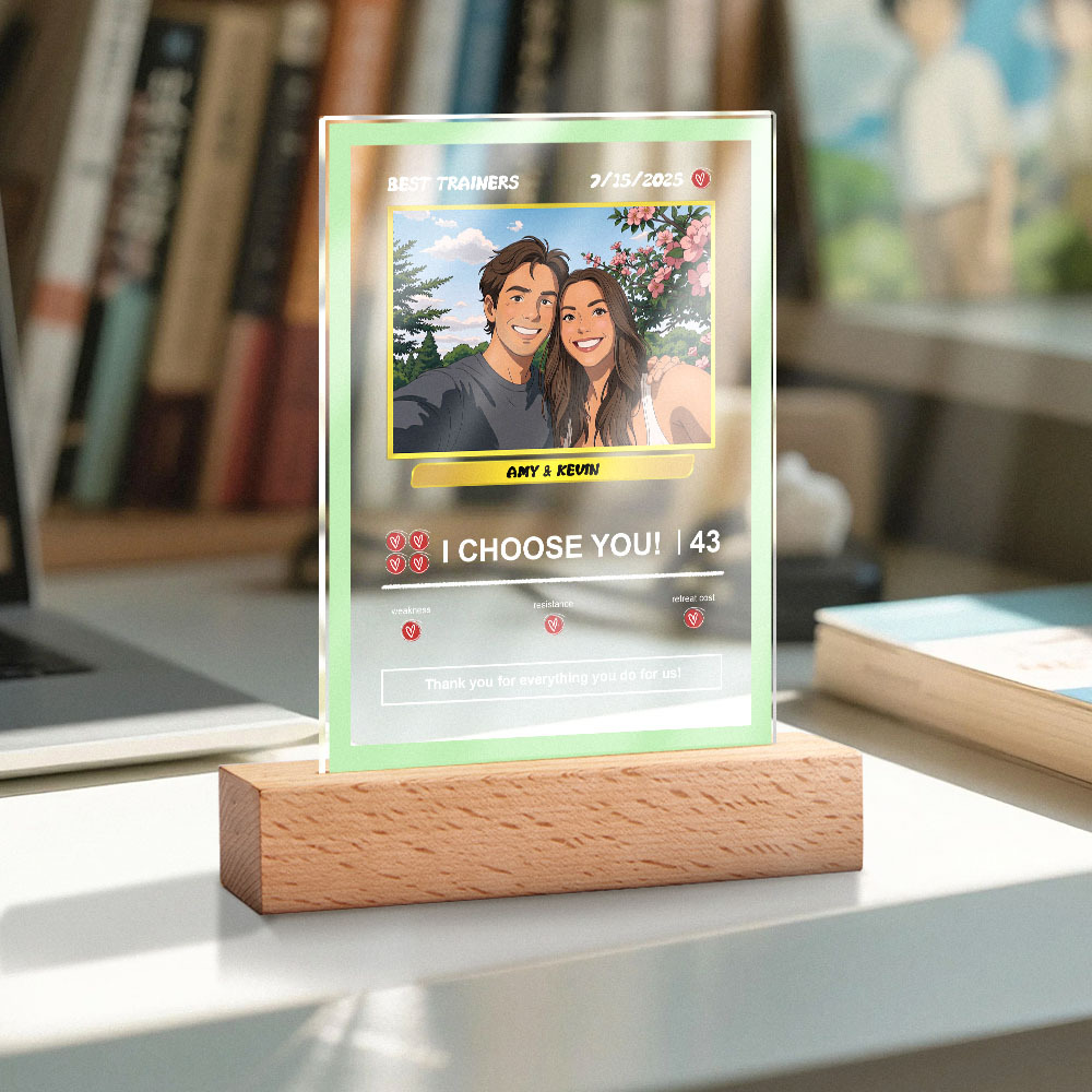 Tarjeta De Pokémon Acrílica Personalizada Con Foto Y Texto, Lámpara De Noche, Regalo Romántico - soufeeles