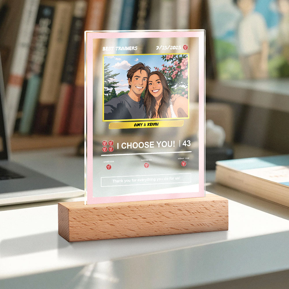 Tarjeta De Pokémon Acrílica Personalizada Con Foto Y Texto, Lámpara De Noche, Regalo Romántico - soufeeles
