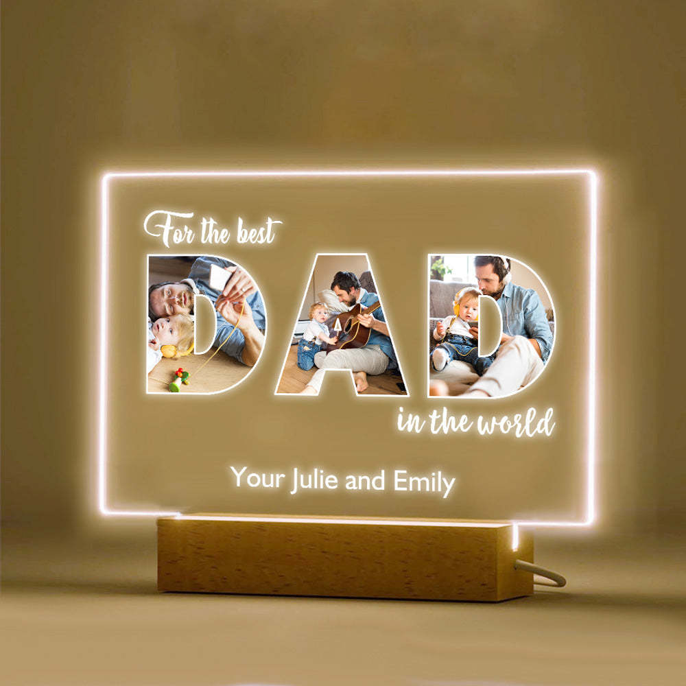 Regalos Personalizados De La Lámpara De Acrílico De La Foto De La Luz De La Noche Del Día Del Padre Para Papá - soufeeles