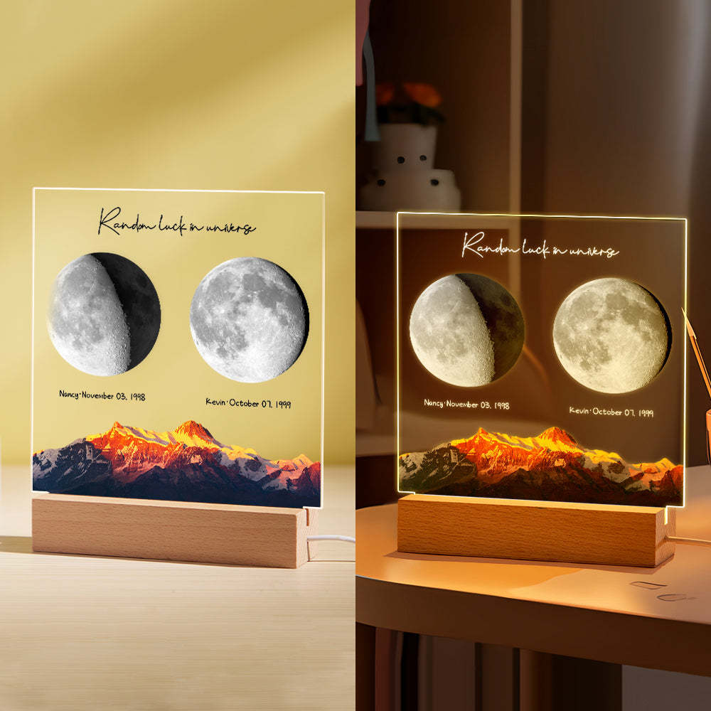 Luz De Noche De Luna De Nacimiento Personalizada Luz Led De Fases Lunares Personalizadas Para Regalos De Aniversario De Cumpleaños - soufeeles