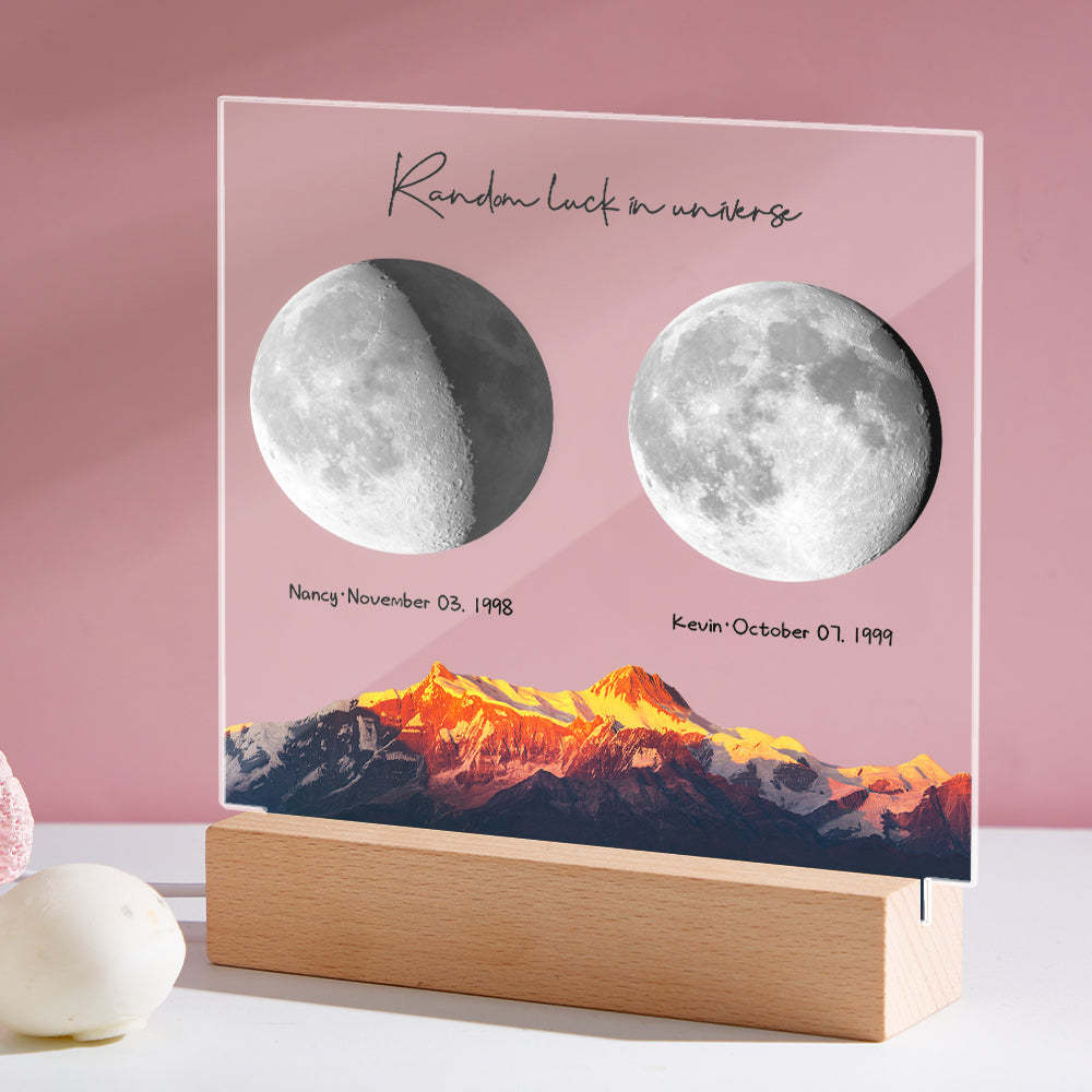 Luz De Noche De Luna De Nacimiento Personalizada Luz Led De Fases Lunares Personalizadas Para Regalos De Aniversario De Cumpleaños - soufeeles