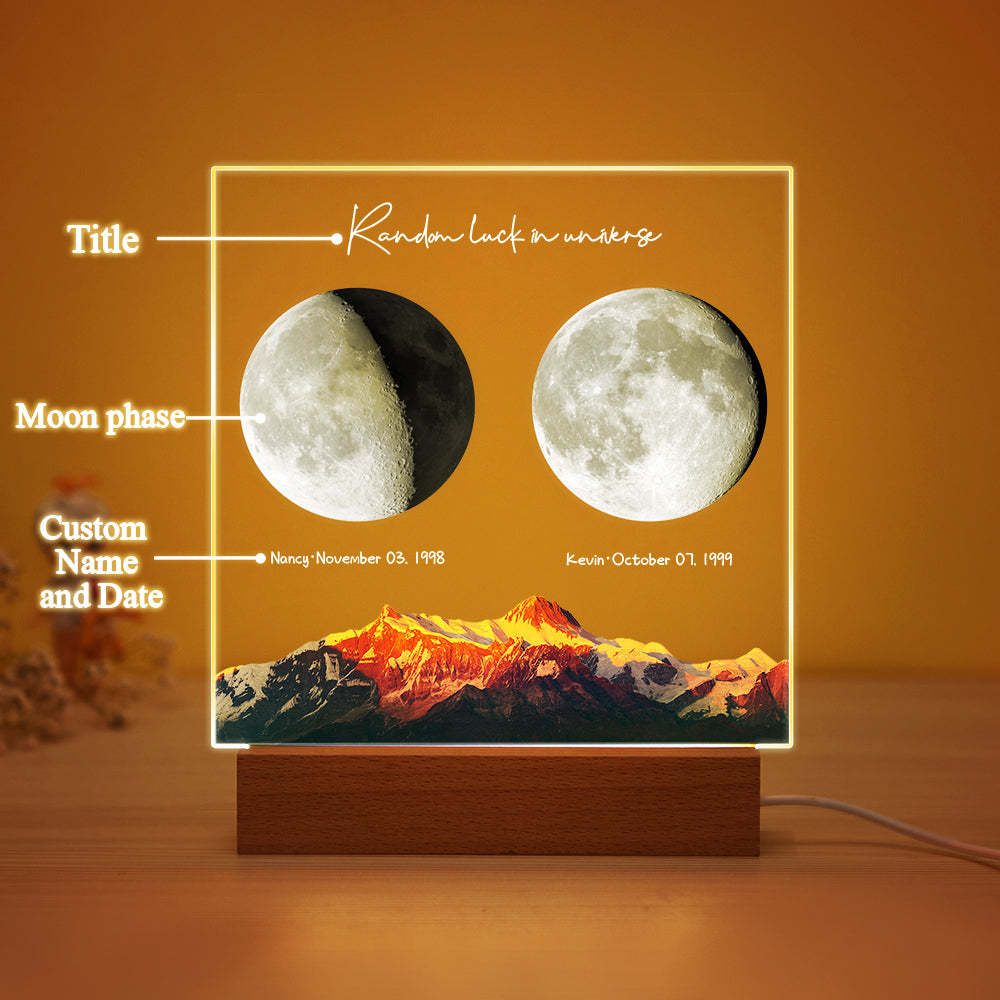 Luz De Noche De Luna De Nacimiento Personalizada Luz Led De Fases Lunares Personalizadas Para Regalos De Aniversario De Cumpleaños - soufeeles