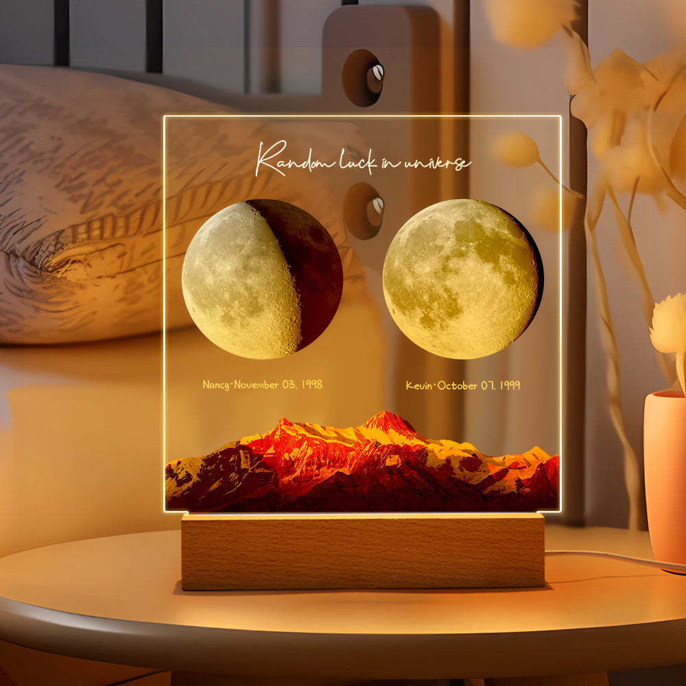 Luz De Noche De Luna De Nacimiento Personalizada Luz Led De Fases Lunares Personalizadas Para Regalos De Aniversario De Cumpleaños - soufeeles